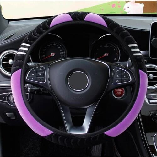 Round/D Type Plush Car Steering Wheel Cover No Inner Ring Elastic Band Grip Covers Universal For ford-Fusion For KIA-SORENTO