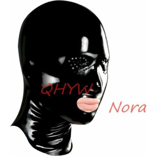Natural Latex mask hood cosplay costumes fetish cosplay mask Back Zipper Club Wear