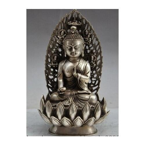 Cobre Tibet prata 9 "tibet budismo Bhaisajyaguru sakyamuni BUDDHA MEDICINA CURA decoration