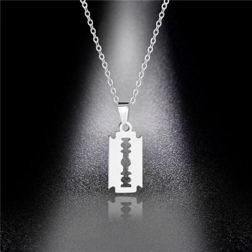 Stainless Steel Minimalist Jewelry Razor Blades Necklace Cool Shaver Shape Pendant Necklace Kpop choker party gift