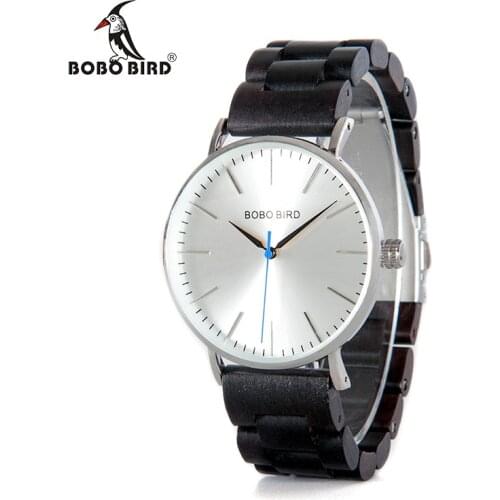 Top Watches Men BOBO BIRD Watch Metal Case Wooden Band Male Quartz Wristwatches relogio masculino