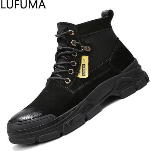 New Men Boots Genuine Leather Waterproof Lace Up Military Boots Men Winter Ankle Snow Boots for Men Winter Outdoor Casual Boots