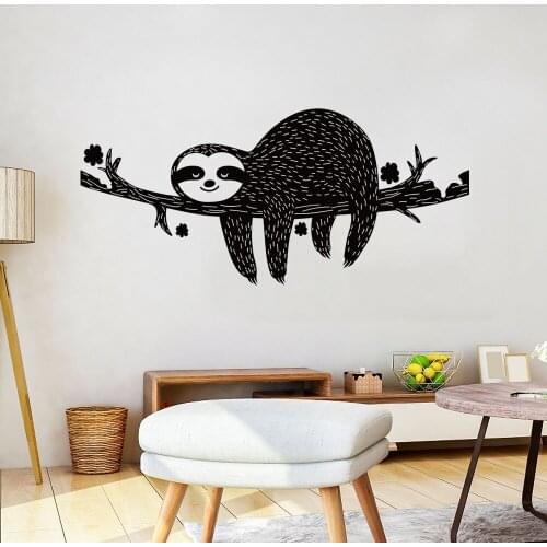 Sloth Animal Wall Sticker Kids Bedroom Wall Decoration Nursery Room Decor Creative Art Mural Tree Decals Vinyl Decal ph255