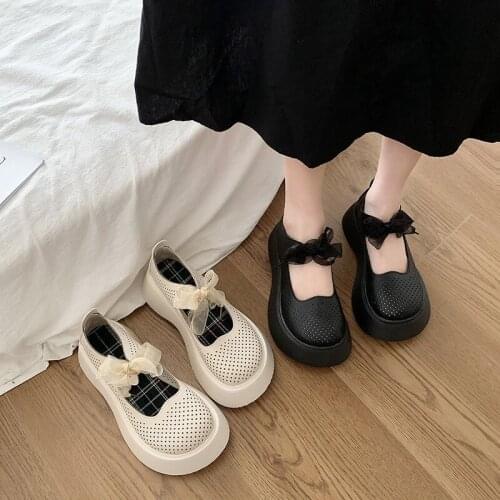 Lolita shoes Hollow Round Toe autumn outdoor casual ladies shoes student party shoes Mary Jane shoes zapatos de mujer 2021