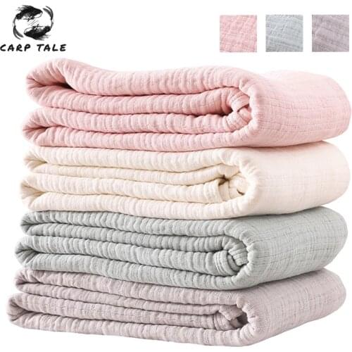 Washed Gauze Six-layer Blanket 100% Cotton Gray Green Pink Blankets for Beds Thick Air-conditioning Soft Throw Blanket Quilt