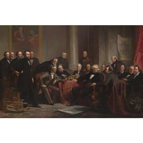 Wholesale painting #American artist Christian Schussele Men of Progress Cooper Union, New York City. print art -Free shipping