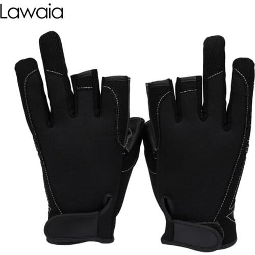 Lawaia Fishing Gloves Three Fingers Non-slip Outdoor Luya Gloves Gloves Three Fingers Protector Fishing Gloves Hunting Gloves