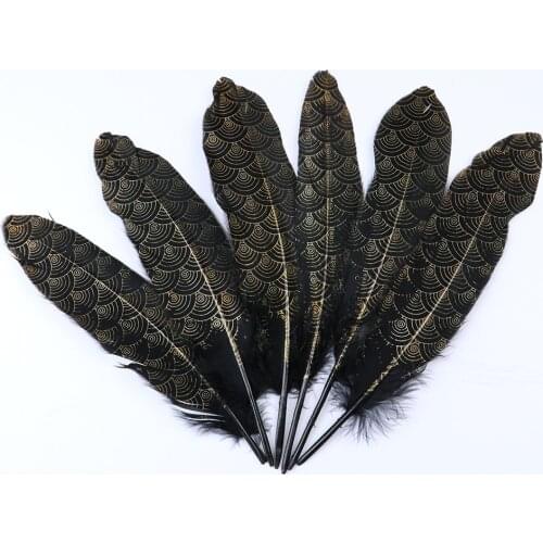 10PCS Spray Gold Big Goose Feathers DIY Jewelry Decoration Wedding Clothes Accessory Christmas Gifts Fluffy Plumes Craft 15-20CM