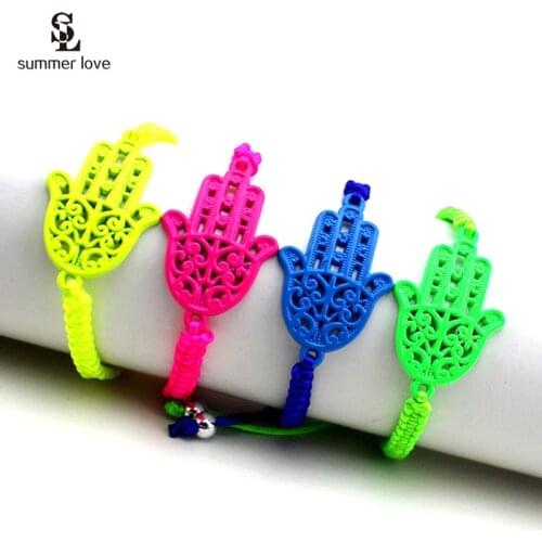 Adjustable Fatima Hamsa Hand Bracelets Handmade Weave Braided Rope Bracelet Bangle Bring You Lucky Peaceful Friendship Jewelry