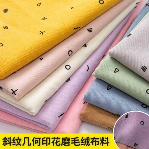 150cmx50cm Geometric Printing Twill Sanded Corduroy Fabric Thickening Micro-elasticity Flannel DIY Sofa Jacket Clothing Fabric