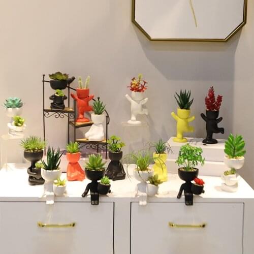 Cute Simulation Humanoid Ceramic Flower Pot Vase Portrait Vase Doll Fleshy Flower Pot Flower Arrangement Vase Home Decoration