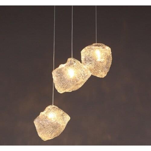 Nordic Personality Art Chandelier Creative Ice Cube Glass Chandelier LED Fashion BarTable Lamp Restaurant Chandelier Porch Light