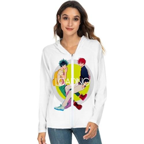 Deku Rush Guard Sweatshirt My Hero Academia Anime Cosplay Long Sleeve Zip-up Women Men Sports Jacket Thin Loose 4XL Summer Coat
