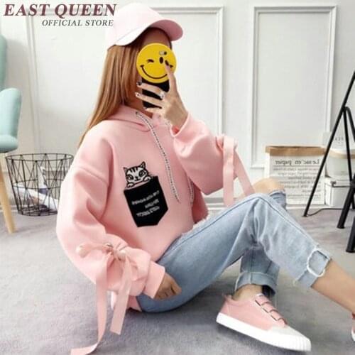 Sweatshirts for teenage cat print kawaii clothing sweatshirts womens 2019 long sleeve KK1812 H