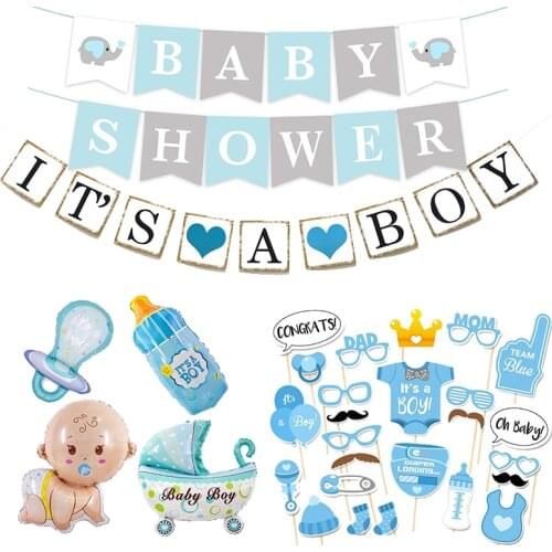 Baby Shower Party Decoration It Is A Boy Banner Ho baby Balloon Mommy To Be Sash Daddy to be Badge Decortion ww02