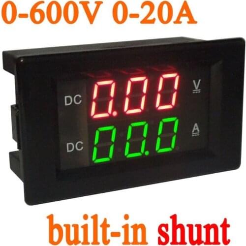 DYKB 0-600V 20A DC Voltmeter Ammeter Built-in shunt Dual display LED Digital volt AMP Indication 12V 24V car Voltage current