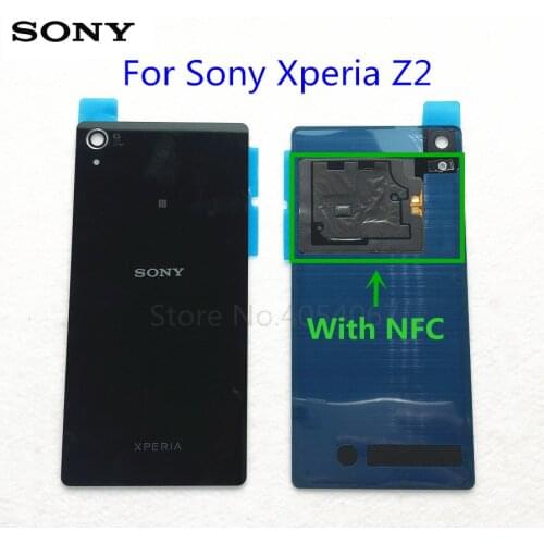 For Sony xperia Z2 D6543 L50W D6503 Rear Glass Battery Cover Back Door Glass Housing Replacement + NFC Antenna