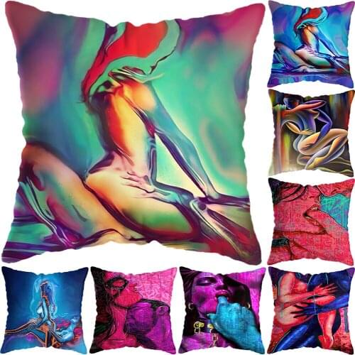 Graffiti Sex Figure Woman Men Decor Pillow Car Decor Cushion Cover Home Hotel Pictures Sofa Bed Sex Cushion Cover 45x45cm