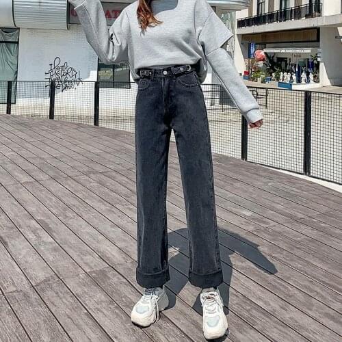 Woman Jeans Pants High Waist Winter Loose Straight Pantalones Vaqueros Mujer