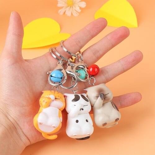 1/3Pcs Cute Shy Cat Keychains Bag Ornament Keys Organizer with Bell Durable Keyring for Handbags Purses Bags Belts Fashion Women