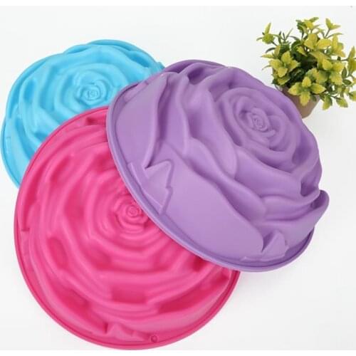 1pc Rose Silicone Cake Mold Creative Non-Stick Large Cake Pan Kitchen Baking Tray Cake Tools Baking Molds Random Color