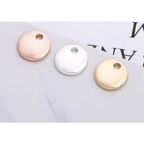 10mm Rose Gold Silver Delicate Blank Disc Charms Round Tag Simple Pendant Women Jewelry DIY Accessories For Earrings Necklace