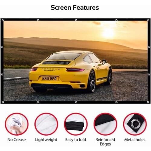 100Curtain Anti-Light 100 120 Inches Home Outdoor Office Portable 3D HD Projector Screen Reflective Fabric Cloth Projection