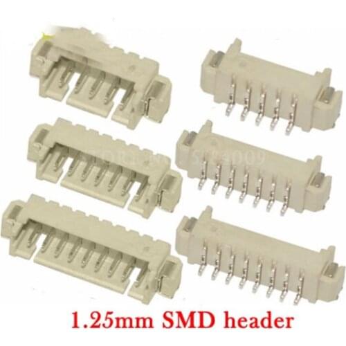 20pcs JST 1.25mm vertical Male Connector SMD Socket 1.25mm Plug SH Pitch Pin Header 2P/3P/4P/5P/6P/7P/8P/9P/10P/11P/12P