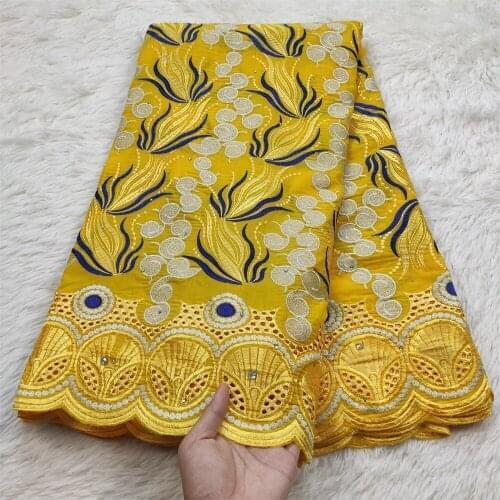 2021Latest High Quality African Nigerian Tulle Lace Fabric Swiss Cotton Embroidery Guipure Dress Wedding Damask Party 5yards