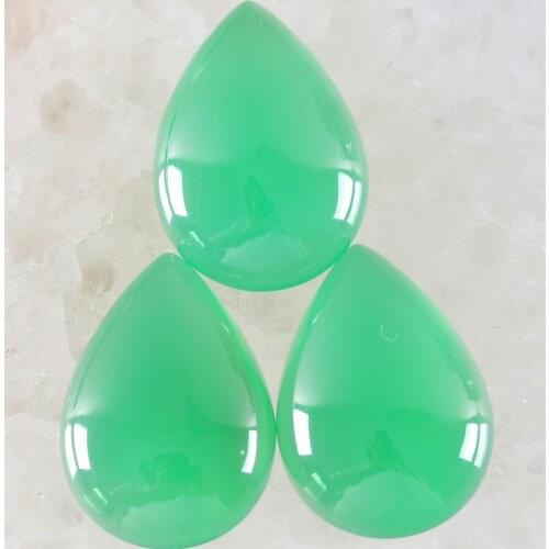 5Pcs Cabochon CAB Natural Stone No Drilled Hole Water Drop Bead for Men Women DIY Jewelry Making Necklace Ring Green Onyx Bead
