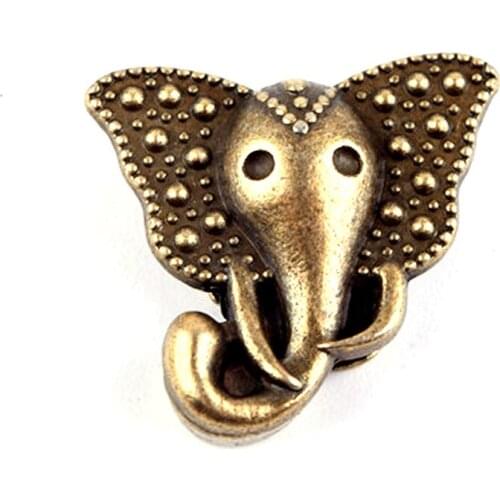 50Pcs/Lot 2016 European Style Charm Zinc Alloy Elephant Heads Beads Cylinder Antique Silver Color Bronze