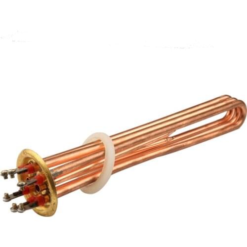 63mm cap 380v 9000w brass 3U electric water heater element tube parts with 2 temperature control hole high quality tube