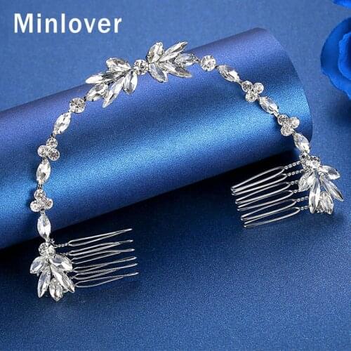 Minlover Handmade Bridal Hair Accessories Rhinestone Color Wedding Hair Combs Headband Tiaras Hair Ornaments FS256