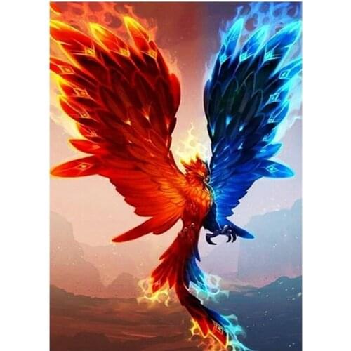DIY Diamond Painting Ice Fire Phoenix Bird 5d Cross Stitch Mosaic Home Decoration Full Round Square Diamond Embroidery A1779