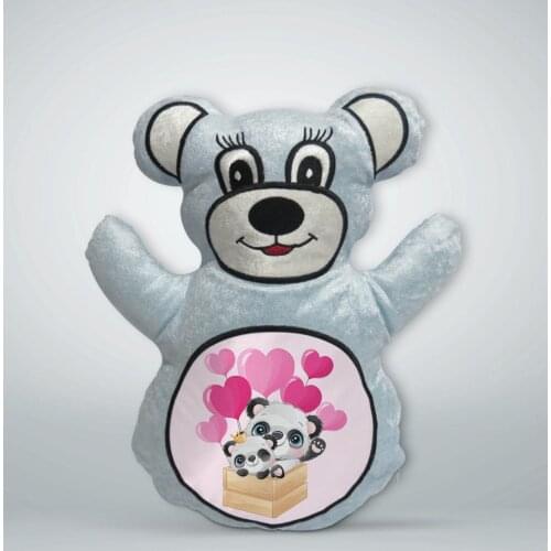 BK Gift Cute Cute Pandas Design Blue Teddy Bear Yastık-3