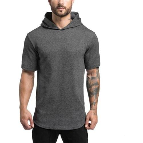 Brand Gym Clothing Autumn Sweatshirts Mens Short Sleeve Tops Hoodies Sporting Sweatshirt Workout Tracksuit Cotton T-shirt
