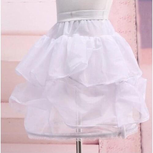 Children Petticoat A-Line 3 Hoops One Layer Kids Crinoline Lace Trim Flower Girl Dress Underskirt Elastic Waist Fit 3~12Y Girl