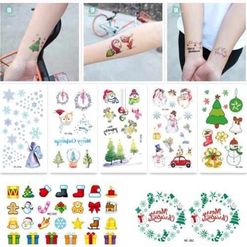 Christmas Childrens Tattoos Stickers Funny Toys Gift Flash Cartoon Children Waterproof Santa Claus DIY Art Fake Tattoo