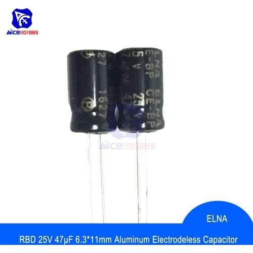 Diymore 10PCS/Lot Original ELNA Audio Capacitor RBD 25V 47μF Capacitance 6.3*11mm Aluminum Electrodeless Capacitor 25V47μF
