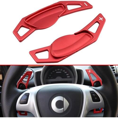 For Smart Fortwo W451 2007-2014 Aluminium Steering Wheel Gear Shift Paddle Extension Accessories Red