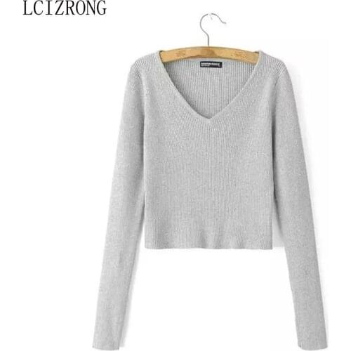 New Sexy V-neck Mini Tshirt Women Autumn Slim Elastic High Quality T Shirt Ladies Sexy Long Sleeve Yellow Shirt White Black Tops