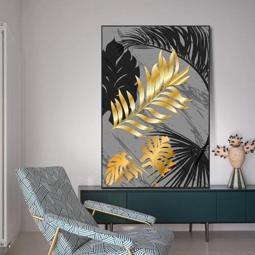 Canvas painting Abstract Painting Cold Rain-prints Poster Golden Leaf Art Plant Art Turtle Leaf Pictures Wall Art Pictures