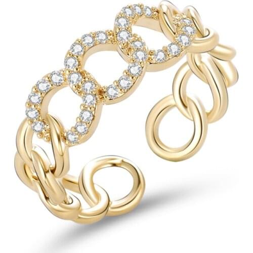 AAA Zircon Ring Fashion Jewelry for Women Female Gold Silver Chain Cross Rings Anniversary Gift 2021 NEW