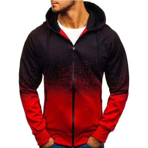 2021 Spring And Autumn Hooded Jacket Jacket Casual Fashion European And American Digital Printing Gradient Sweater Mens Casual