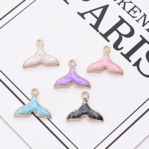 10pcs/Lot Whale Tail Diy Handmade Oil Enamel Charms Design for Jewelry Making Earring Bracelet or Necklace