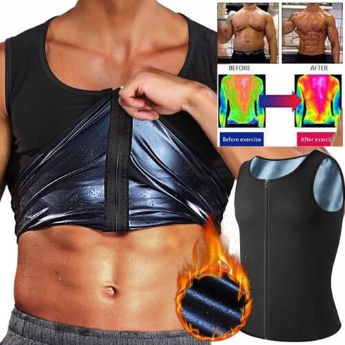 Men Waist Trainer Vest Slimming Body Shaper Compression Shirt Tank top with Zipper Underwear for Tummy Control Corset Shapewear