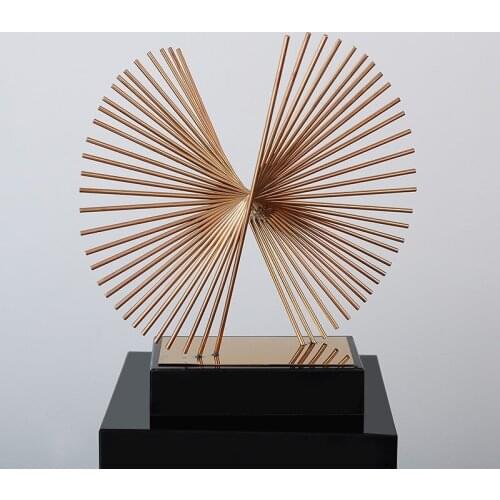 Hotel living room Club stainless steel metal abstract sculpture art Zhaocai soft decoration desktop porch decoration