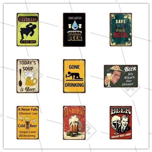 GONE DRINKING Plaque Beer Metal Sign Vintage Wall Sticker Club Bar Tin Plate Decoration Club Metal Poster Home Decoration