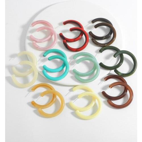 Vedawas Fashion Acrylic Resin Circle Hoop Earrings for Women 2021 Vintage Colorful Stud Earrings Accessories Jewelry Gifts Show