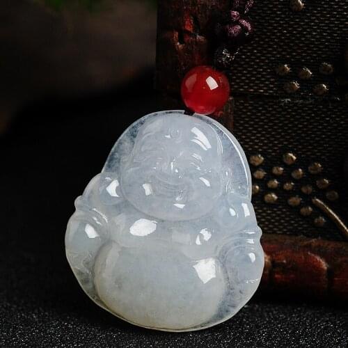 Water embellish jade a cargo Jade Buddha Pendant Burma jade Bingbai smile Maitreya Buddha Pendant ice waxy kind Buddha jade pend